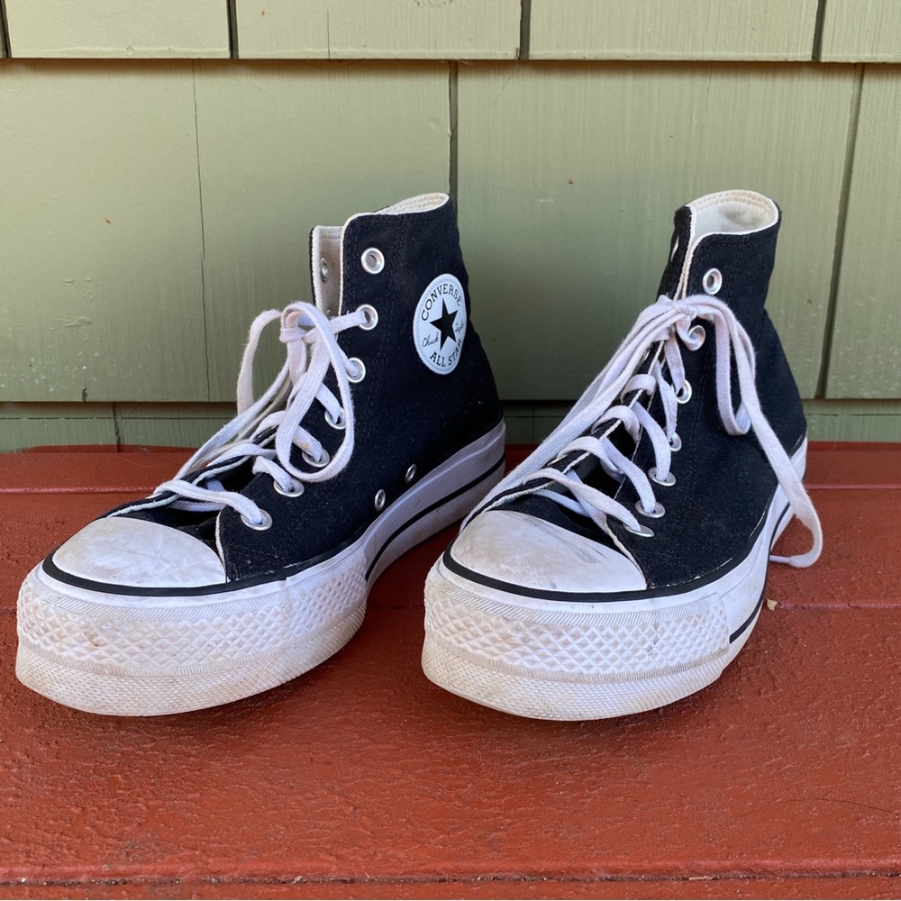 Black High Top Platform Converse Size 8.5